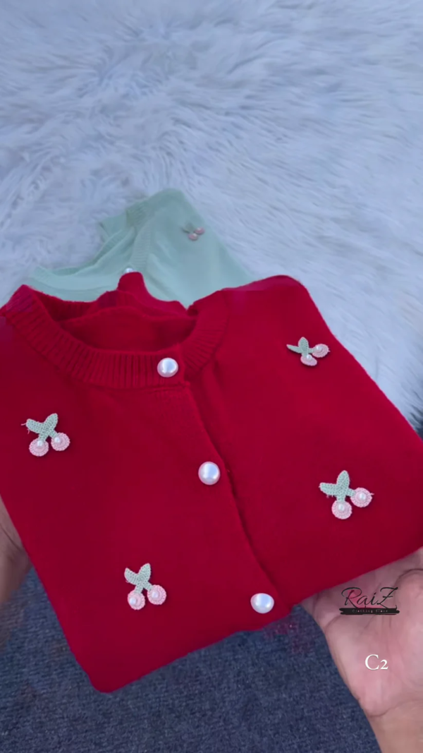 Clara round neck soft knit pearl button cardigan - Image 7
