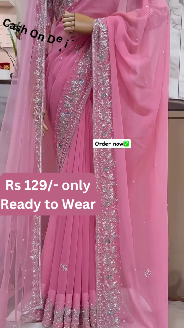 Hot and Party-Ready Georgette Saree - Image 2