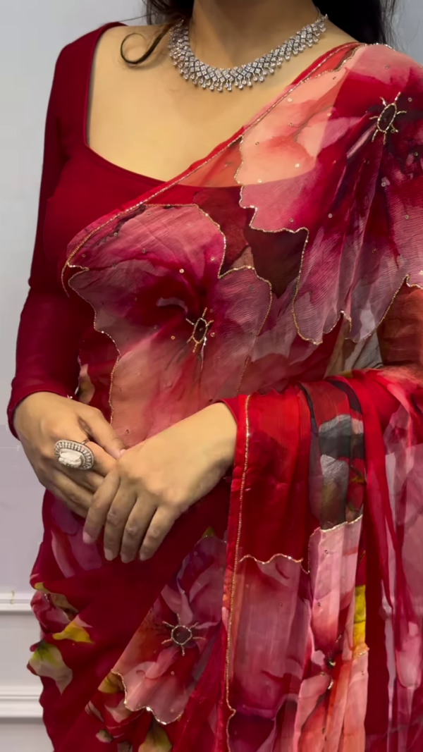 Ethnic Motifs Embroidered Zari Semi Silk Saree – A Fusion of Tradition and Elegance