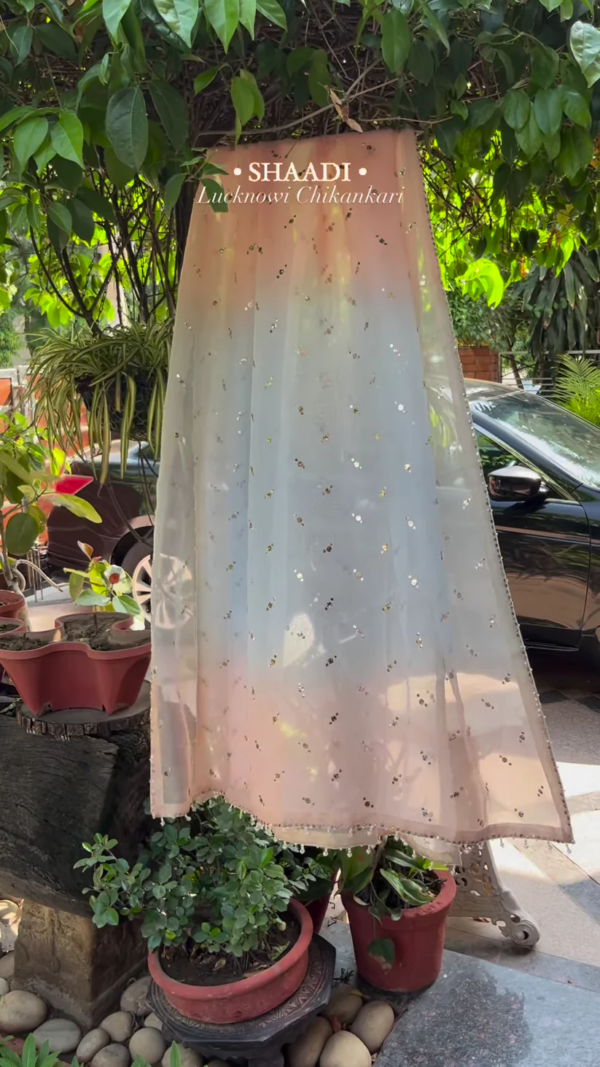 pink colour heavy chikankari suit set with koti - Image 2