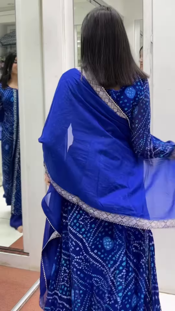 Blue Printed Georgette Palazzo Salwar Suit - Image 5