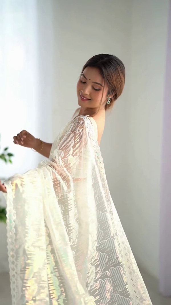Ivory Elegance – A Saree of Pure Grace - Image 2