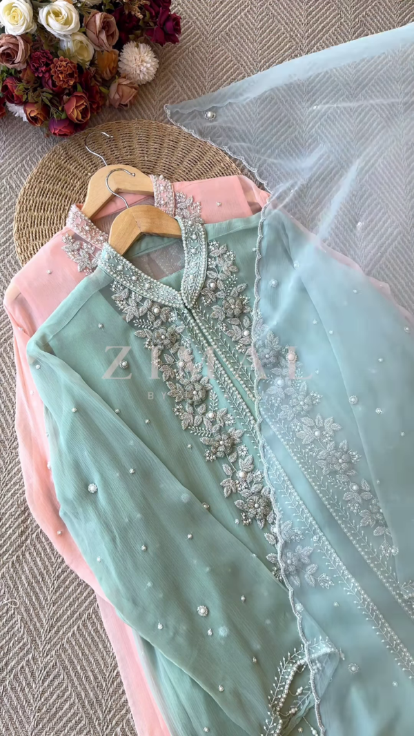 ✨ Ethereal Elegance – Handcrafted Embroidered Chiffon Suits ✨