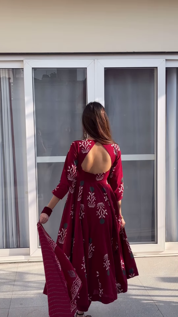 🌹 Timeless Grace – Maroon Ethnic Anarkali Set 🌹 - Image 5
