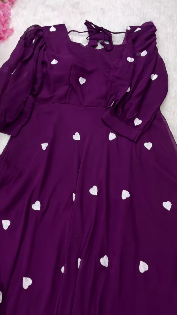 💜 Enchanting Purple Heart-Print Anarkali Set 💜 - Image 3