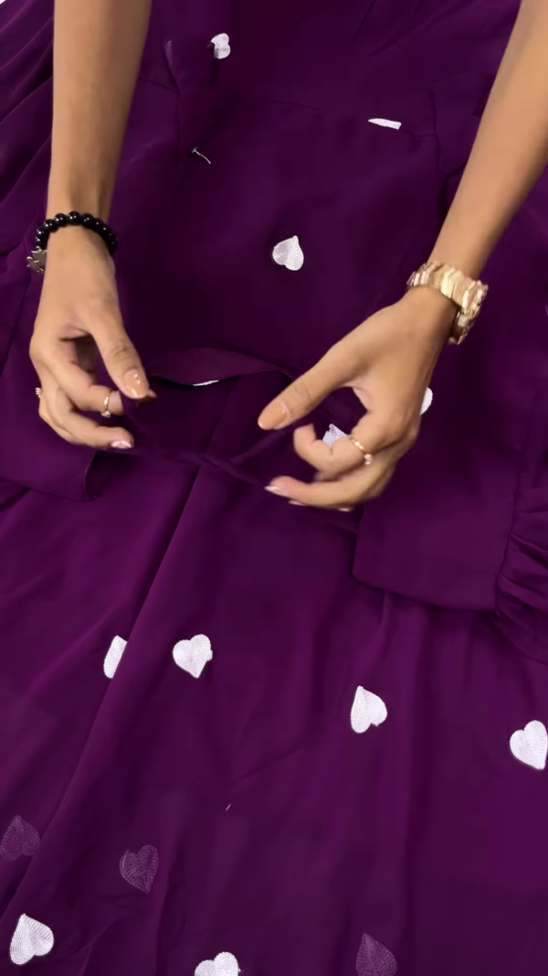 💜 Enchanting Purple Heart-Print Anarkali Set 💜 - Image 4