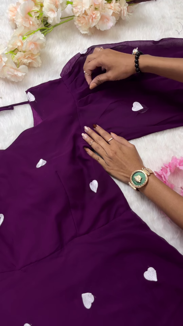 💜 Enchanting Purple Heart-Print Anarkali Set 💜 - Image 5