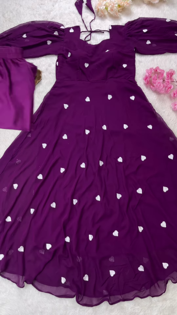 💜 Enchanting Purple Heart-Print Anarkali Set 💜 - Image 6
