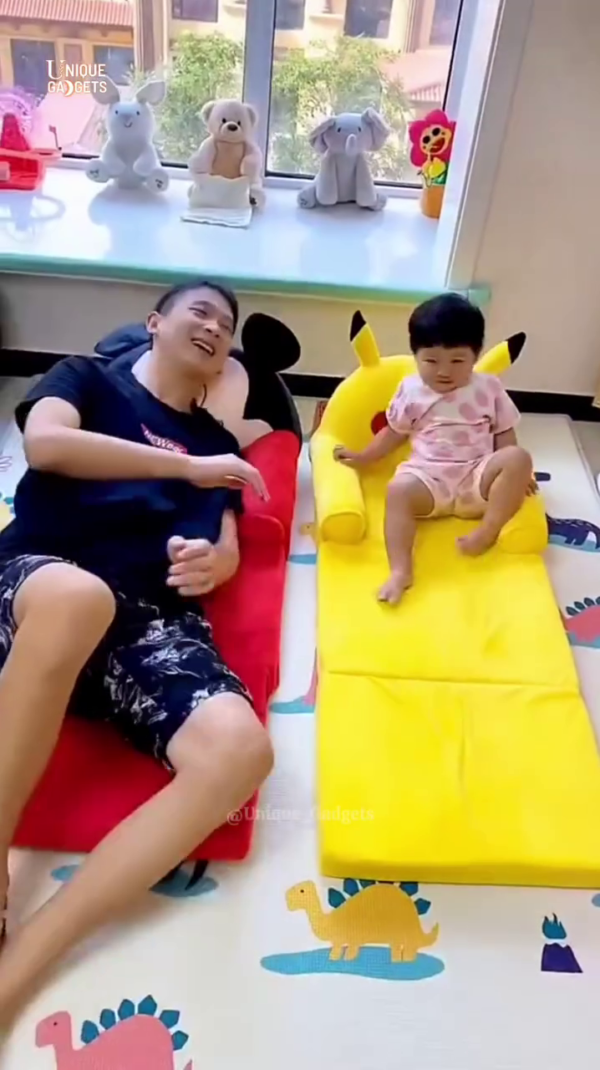 Convertible Kids Sofa Bed – Foldable Lounge Chair for Toddlers with Fun Cartoon Design - Image 3