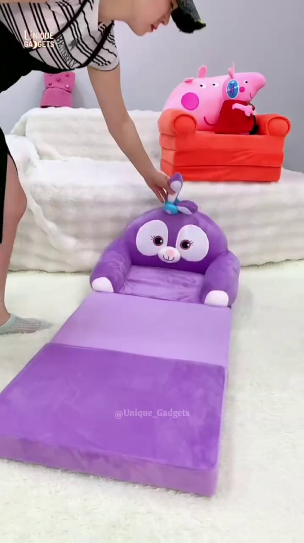 Convertible Kids Sofa Bed – Foldable Lounge Chair for Toddlers with Fun Cartoon Design - Image 2
