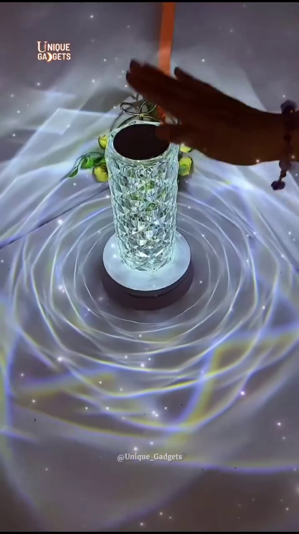 "Luxury Crystal LED Water Ripple Projector Lamp - Calming Home Ambiance Light with Stunning Wave Effects" - Image 2