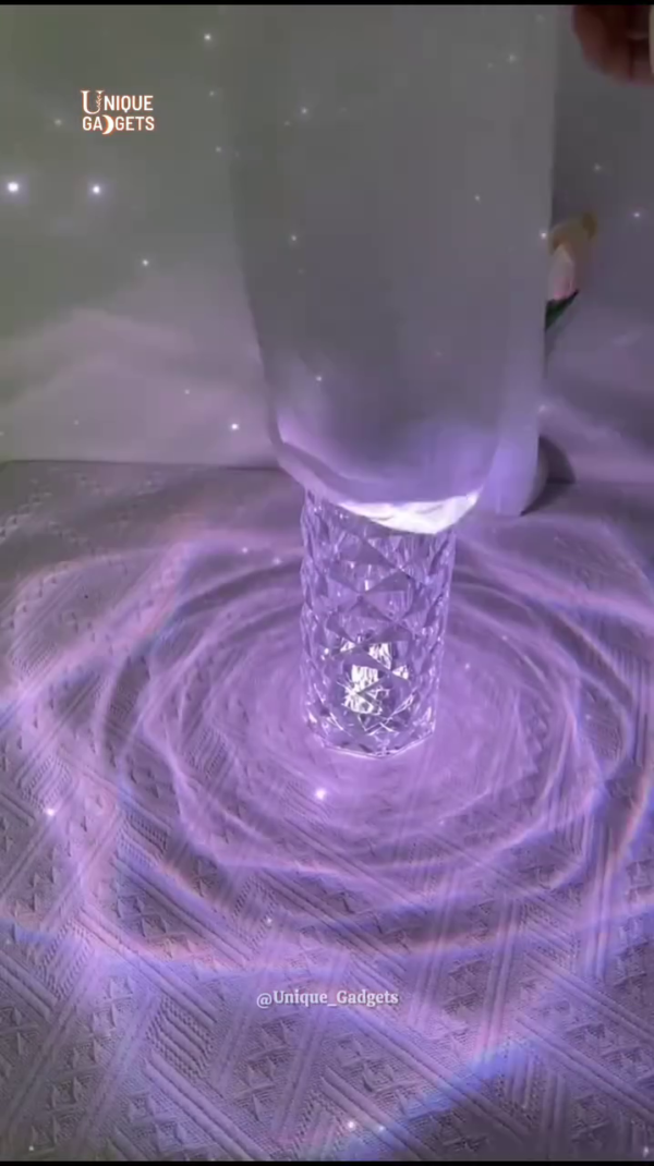"Luxury Crystal LED Water Ripple Projector Lamp - Calming Home Ambiance Light with Stunning Wave Effects" - Image 6