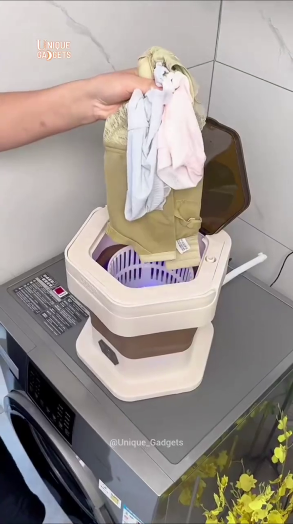 "Compact Portable Mini Washing Machine - Hexagonal Space-Saving Laundry Solution for Apartments, Dorms and RVs" - Image 4