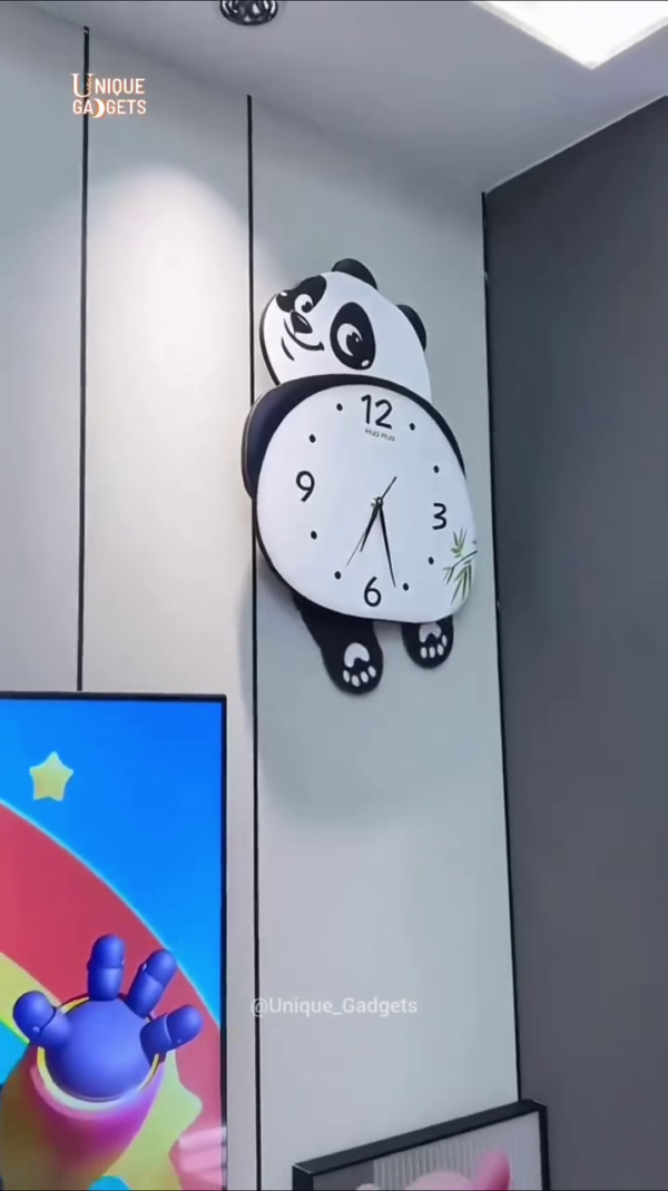 "Adorable Panda Wall Clock - Decorative 3D Animal Wall Art Timepiece for Kids Room and Nursery" - Image 2
