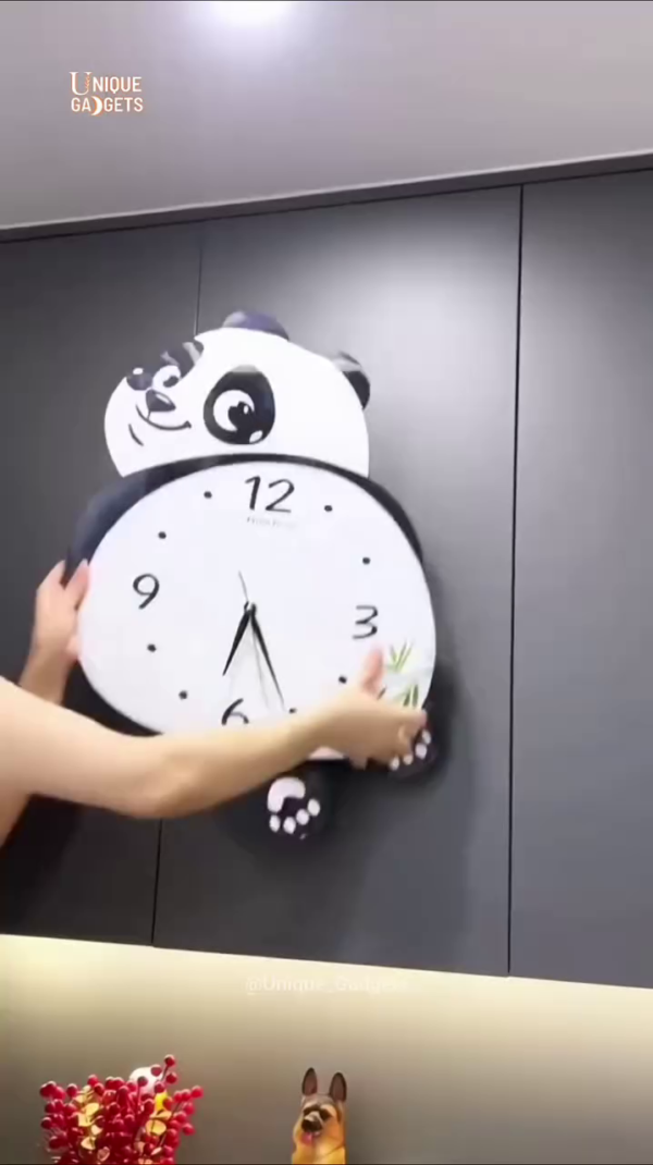 "Adorable Panda Wall Clock - Decorative 3D Animal Wall Art Timepiece for Kids Room and Nursery" - Image 4