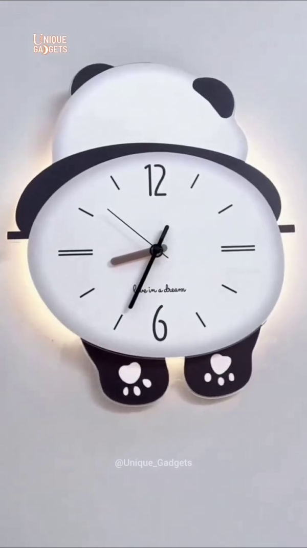 "Adorable Panda Wall Clock - Decorative 3D Animal Wall Art Timepiece for Kids Room and Nursery" - Image 3