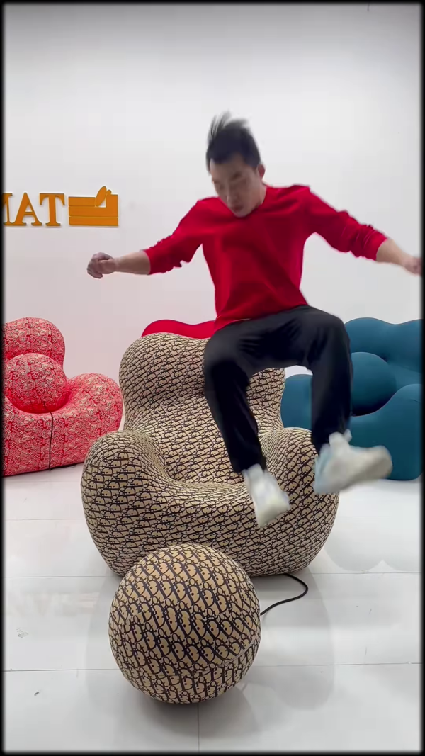 Oversized Knitted Round Floor Pouf Ottoman - Comfortable Seating and Footrest - Image 4