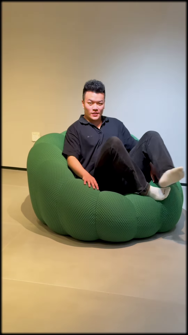 Oversized Knitted Round Floor Pouf Ottoman - Comfortable Seating and Footrest