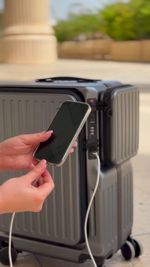 Expandable Carry-On Suitcase with Detachable Compartment and Spinner Wheels - Image 2