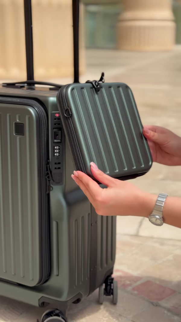 Expandable Carry-On Suitcase with Detachable Compartment and Spinner Wheels - Image 4