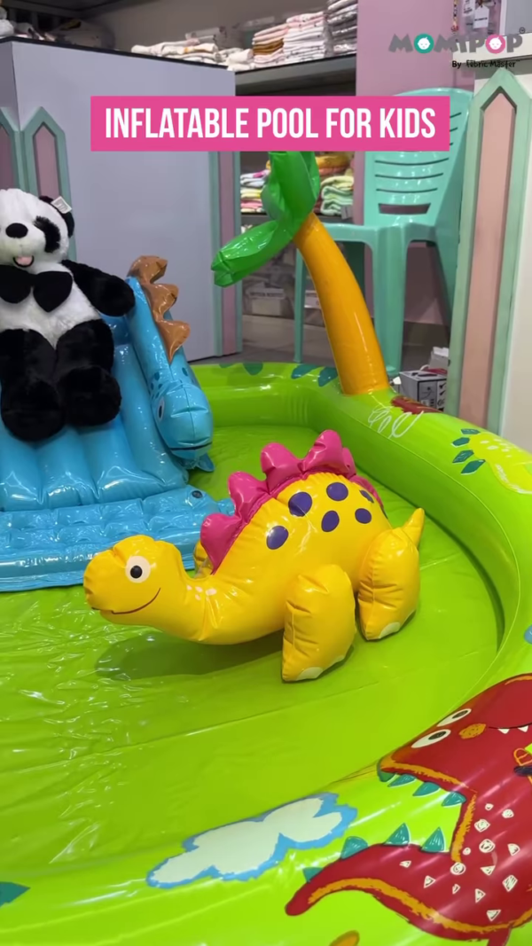 Kids' Inflatable Play Pool with Slide and Fun Animal Graphics - Image 2