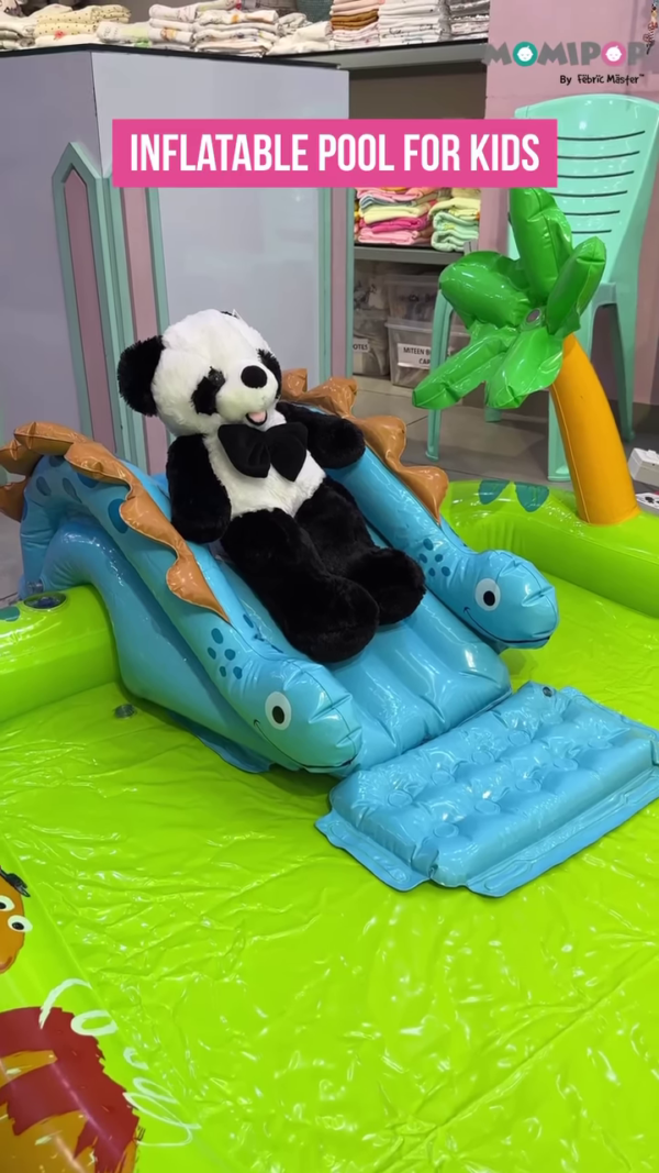 Kids' Inflatable Play Pool with Slide and Fun Animal Graphics - Image 3