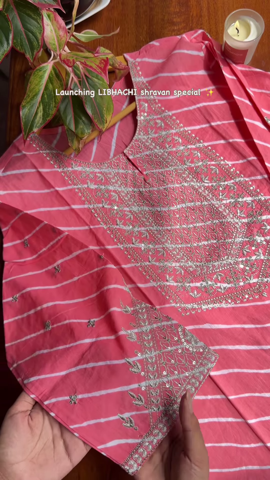 Turquoise Embroidered Kurta with Silver & Pink Detailing – Shravan Special Ethnicwear - Image 3