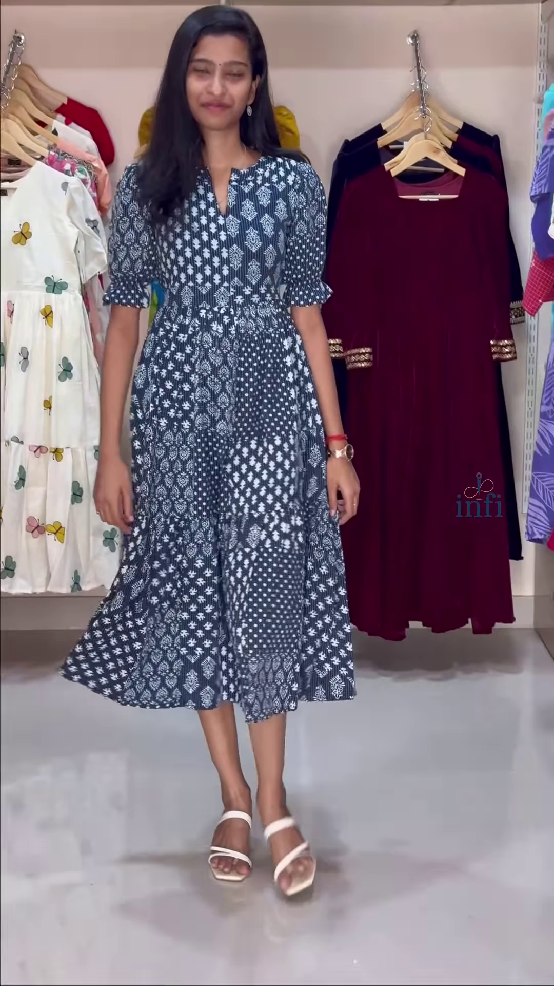 Beige Floral Fit & Flare Midi Dress – Elegant Casualwear for Women - Image 7