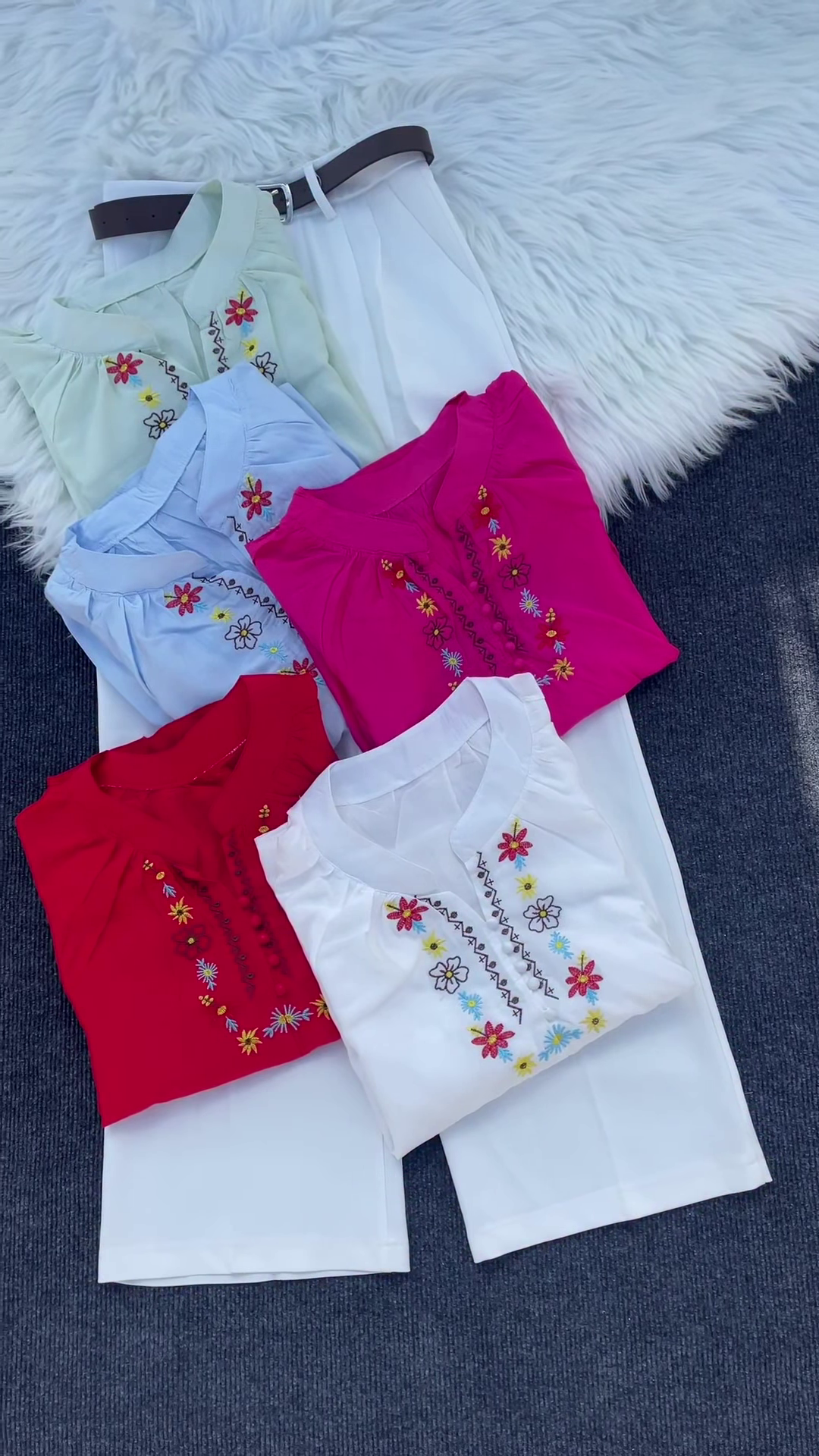 Multicolor Floral Embroidered Shirt Collection – Casual Ethnic Tops for Women