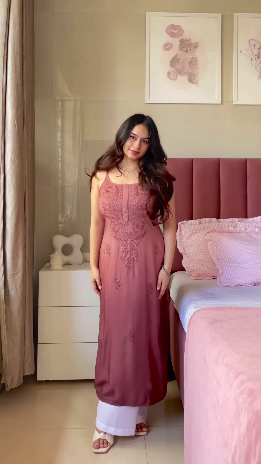 Purple Floral Embroidered Tunic with Light Blue Pants – Elegant Ethnic Co-Ord Set for Women - Image 6