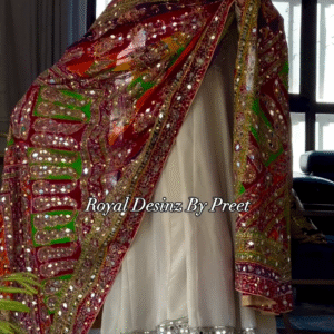 Pure Silk Dupatta with Beads, Sequin, Real Mirror Pasting Handwork
