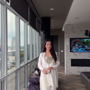 Elegant Pastel Lime Silk Kurta with Intricate Floral Neckline Embroidery and Matching Dupatta.