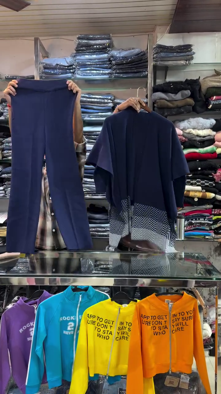 ๐ "Urban Elegance Taupe Chevron Knit Sophisticated Co-ord Set with Draped Cape Cardigan and Sleek Pants for Effortless Day-to-Night Style" ๐โ - Image 3