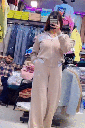 π "Cosmic Sandstone Modern Zipper-Front Relaxed Luxe Tracksuit Set with Streamlined White Stripe Accents and Versatile Lounge Appeal for Fashion-Forward Stars" πβ