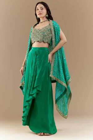 Emerald Enchanté Draped Cape Co‑ord