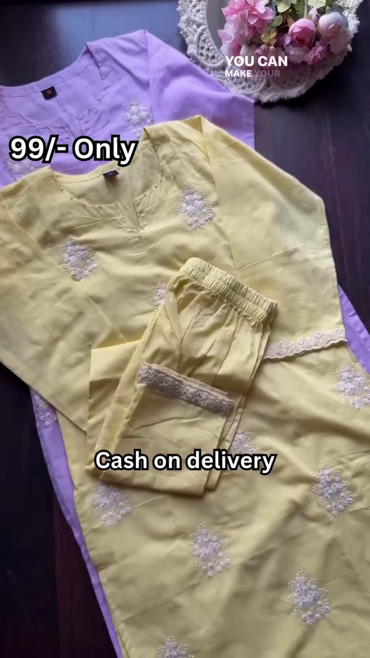 Pastel Bloom Embroidered Kurti Collection β Soft Shades, Timeless Elegance πΈπππ - Image 2