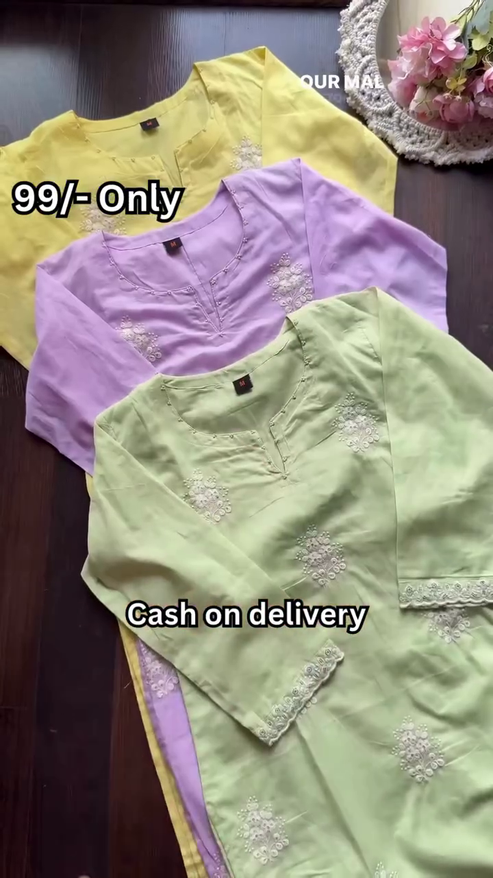 Pastel Bloom Embroidered Kurti Collection β Soft Shades, Timeless Elegance πΈπππ