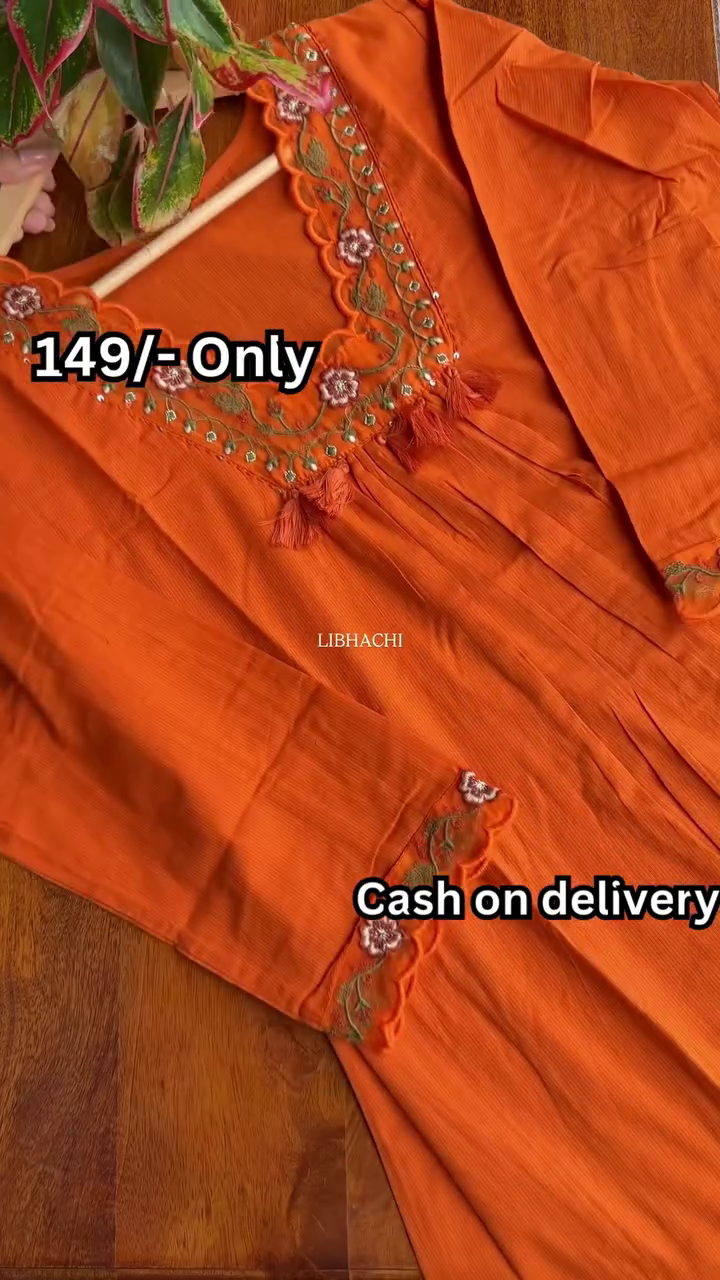 Mehriya Bloom Embroidered Kurti Top β Elegant Ethnic Charm in Every Thread πΈπ§‘ - Image 4