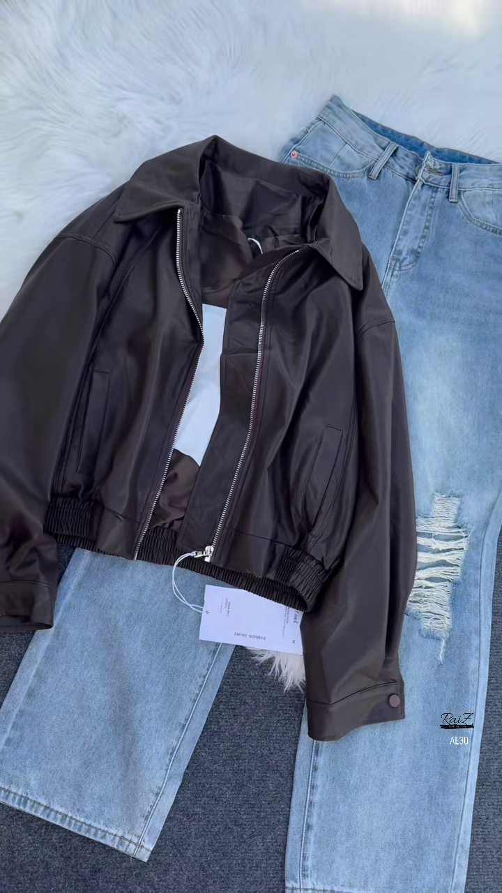 🧥 Urban Ember: Maroon Zip Jacket & Distressed Denim Set - Image 9