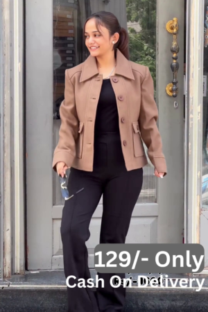 Metro Ease: Brown Jacket & Monochrome Base Ensemble