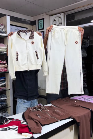 π€βͺ Elegance in Contrast: The White & Black Embroidered Tracksuit Ensemble βͺπ€