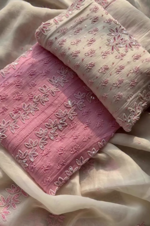 🌸 Blush Whisper Hand-Embroidered Luxury Suit Set 🌸